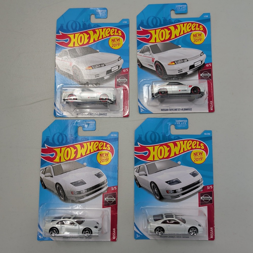 Hot Wheels Nissan Skyline GT-R BNR32 & 300ZX Twin Turbo 2019 Lot of 4 White JDM